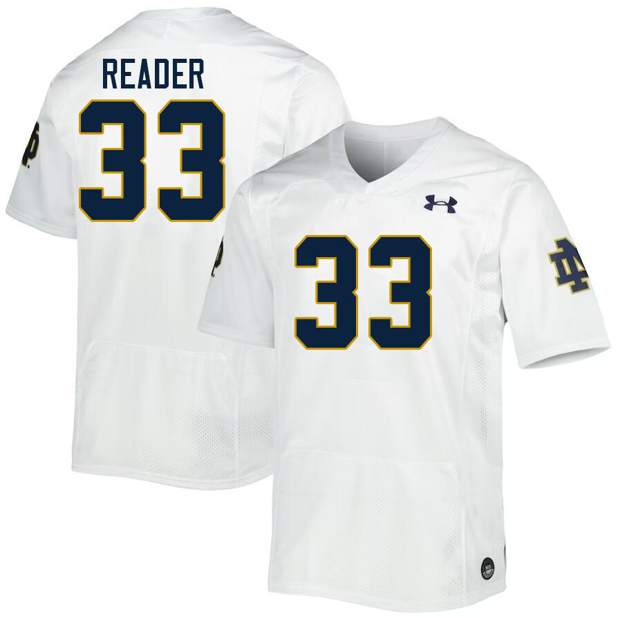 Men #33 Tre Reader Notre Dame Fighting Irish College Football Jerseys Stitched-White - Click Image to Close